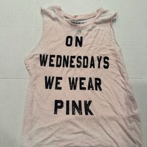 Mean Girls Pink Tank Top M "On Wednesdays‎ We Wear Pink" Movie Graphic Tee